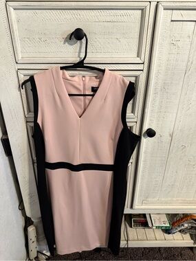 Liz Claiborne Blush Pink and Black Colorblock Midi Dress